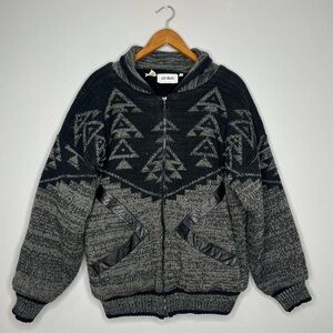 Molto by Par Bugatchi Aztec Retro Zip Up Wool Sherpa Lined Sweater C1